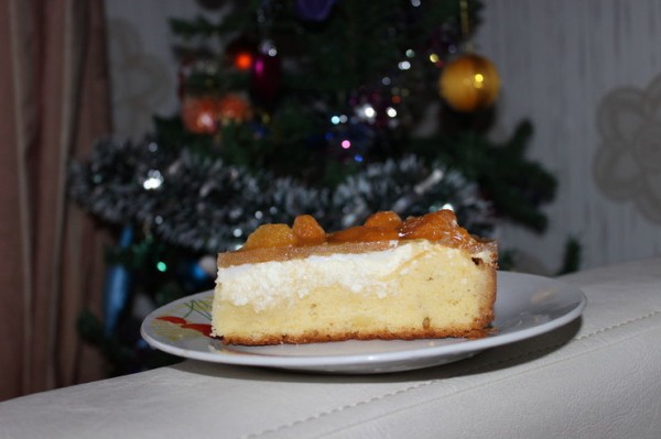 Новогодний пирог с творогом и мандаринами