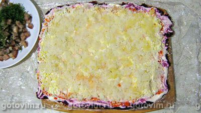 «Селёдка под шубой» рулетом (без желатина) «Селёдка под шубой» рулетом (без желатина)