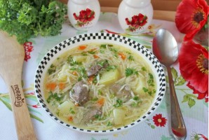 Суп из куриной печени с вермишелью