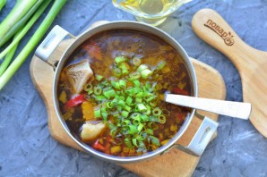 Суп с рисовой лапшой и говядиной