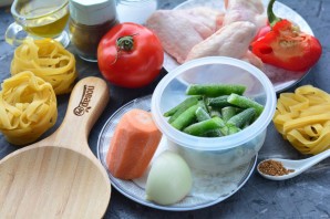 Лагман со стручковой фасолью