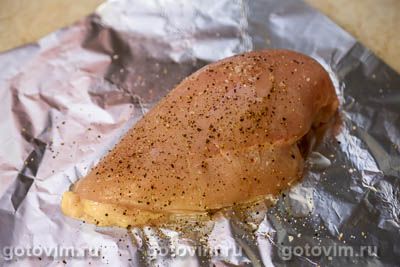 Машеровский салат с жареными грибами и курицей