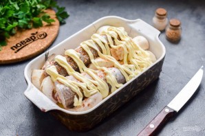 Рыба запеченная с грибами и картофелем