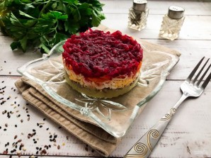 Слоеный салат с сардинами Слоеный салат с сардинами