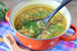 Грибной суп с сухариками
