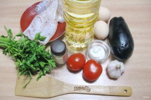 Кальмары с баклажанами