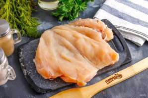 Куриный рулет с блинами