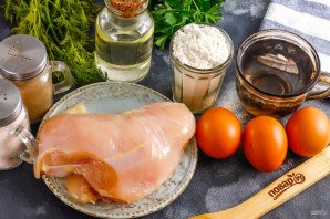 Куриный рулет с блинами