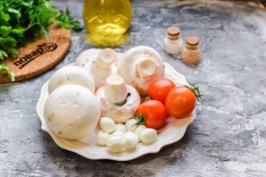 Шампиньоны с моцареллой в духовке Шампиньоны с моцареллой в духовке