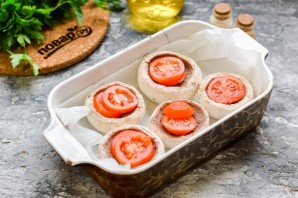 Шампиньоны с моцареллой в духовке Шампиньоны с моцареллой в духовке