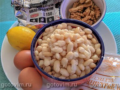 Торт из фасоли и орехов с кремом из рикотты и апельсиновым курдом Торт из фасоли и орехов с кремом из рикотты и апельсиновым курдом