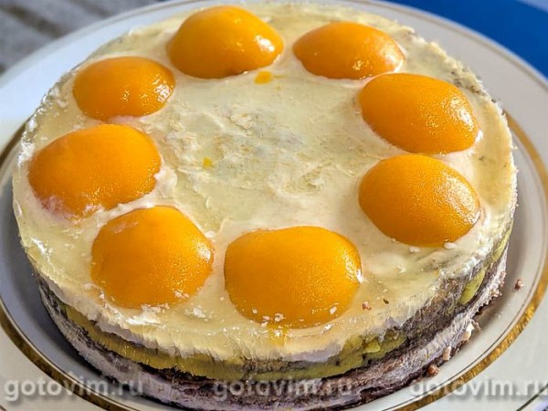 Торт из фасоли и орехов с кремом из рикотты и апельсиновым курдом Торт из фасоли и орехов с кремом из рикотты и апельсиновым курдом