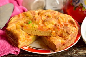 Заливной пирог с помидорами и сыром