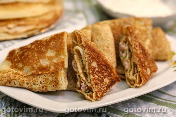 Блины с ветчиной и сыром