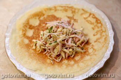 Блины с ветчиной и сыром