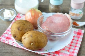 Картофель с мясом в сливках