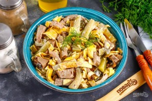 Салат с говяжьей печенью