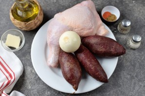 Батат с курицей в духовке Батат с курицей в духовке