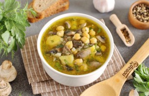 Грибной суп с нутом