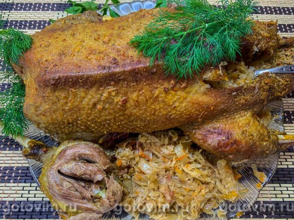 Гусь, фаршированный квашеной капустой Гусь, фаршированный квашеной капустой
