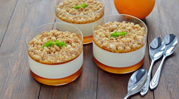 Панна-котта с апельсиновой карамелью и штрейзелем, пошаговый рецепт с фото