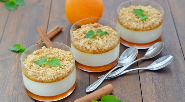 Панна-котта с апельсиновой карамелью и штрейзелем, пошаговый рецепт с фото