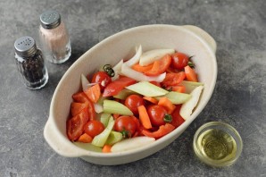 Пеленгас с овощами в духовке