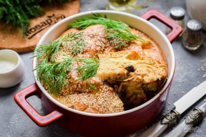 Заливной пирог с капустой и грибами