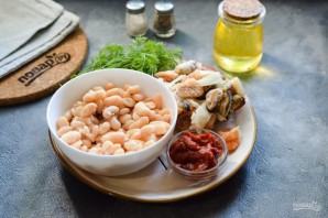 Фасоль с морепродуктами