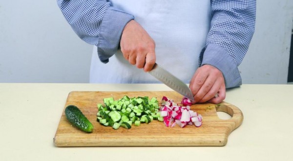 Вегетарианская окрошка на кефире, пошаговый рецепт с фото Вегетарианская окрошка на кефире, пошаговый рецепт с фото