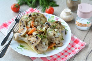 Курица с грибами в фольге