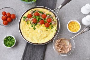 Омлет с тунцом и помидорами