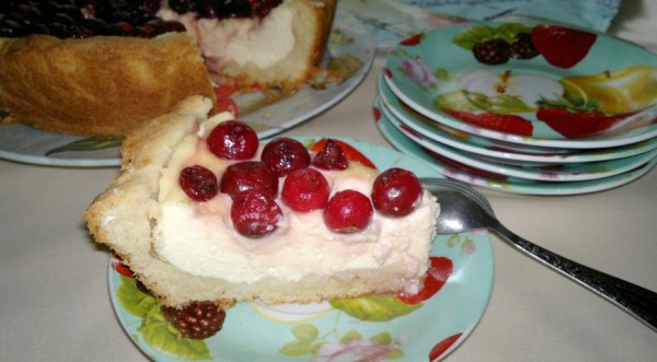 Тарт с творожно-сливочной начинкой и вишней, пошаговый рецепт с фото