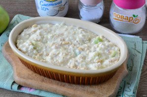Творожная запеканка с геркулесом и яблоками