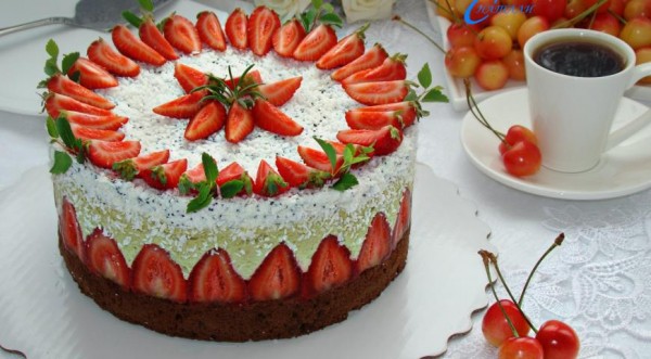 Муссовый торт Фисташка - клубника, пошаговый рецепт с фото Муссовый торт Фисташка - клубника, пошаговый рецепт с фото