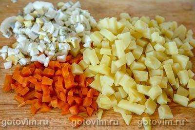 Салат Оливье с говяжьим сердцем Салат Оливье с говяжьим сердцем