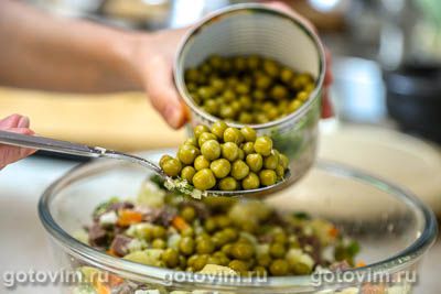 Салат Оливье с говяжьим сердцем Салат Оливье с говяжьим сердцем