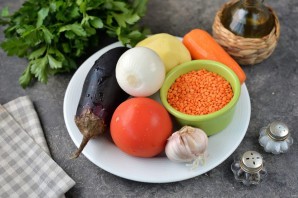 Суп с чечевицей и баклажанами Суп с чечевицей и баклажанами