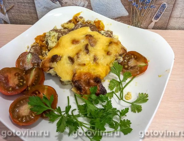 Запеканка из печени в яичной заливке Запеканка из печени в яичной заливке