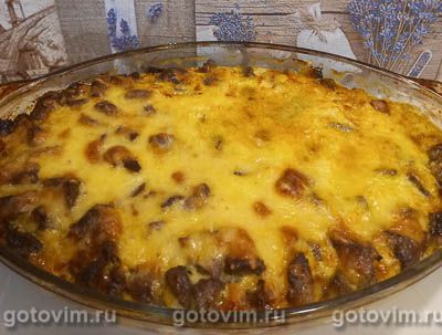 Запеканка из печени в яичной заливке Запеканка из печени в яичной заливке
