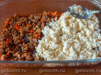 Пастуший пирог с мясным фаршем и рисом