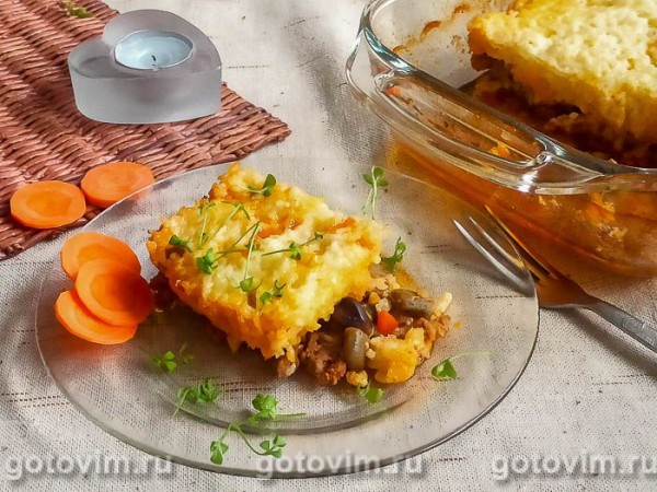 Пастуший пирог с мясным фаршем и рисом