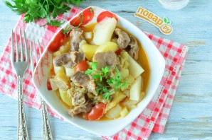 Рагу из желудочков с баклажанами