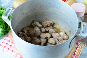 Рагу из желудочков с баклажанами