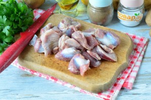 Рагу из желудочков с баклажанами