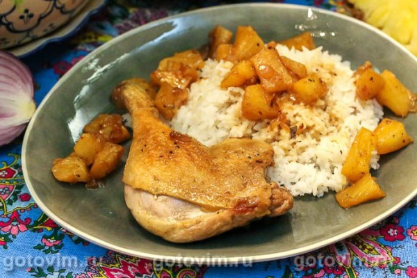 Жареные утиные ножки с ананасами Жареные утиные ножки с ананасами