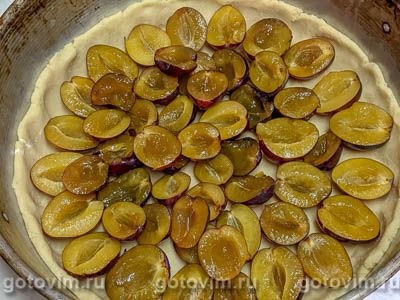 Песочный пирог со сливами под ореховым штрейзелем Песочный пирог со сливами под ореховым штрейзелем