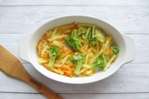 Морской язык с брокколи в духовке