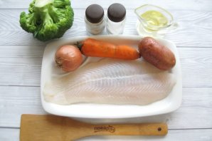 Морской язык с брокколи в духовке