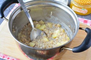 Овсяная каша с медом и яблоками